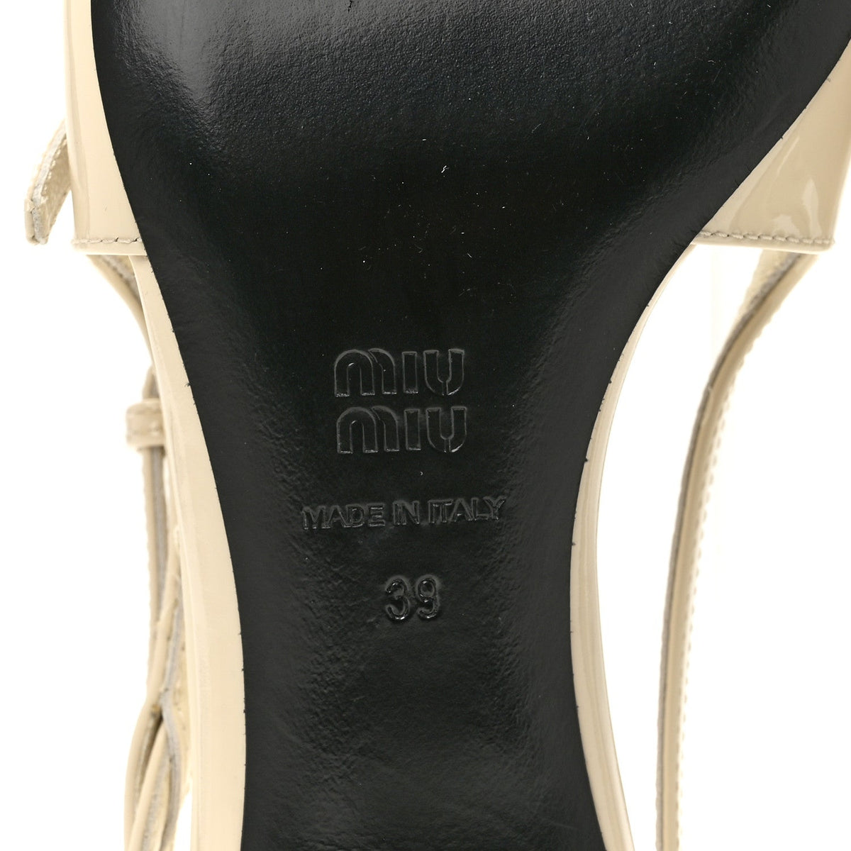 Miu Miu Patent Women's Vernice Buckle 55 Slingbacks 39 White