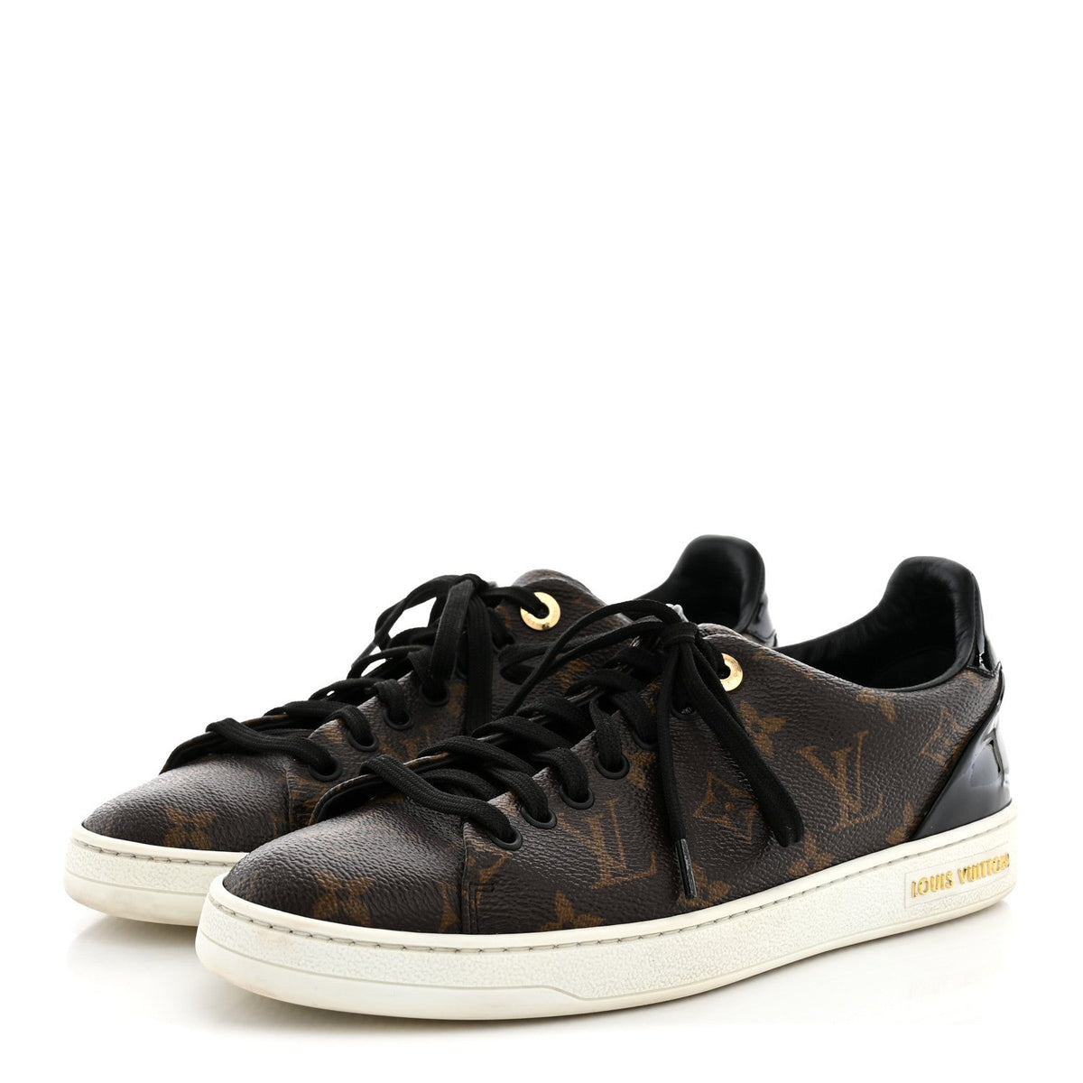 Louis Vuitton Patent Monogram Women's Frontrow Sneakers 37 Black