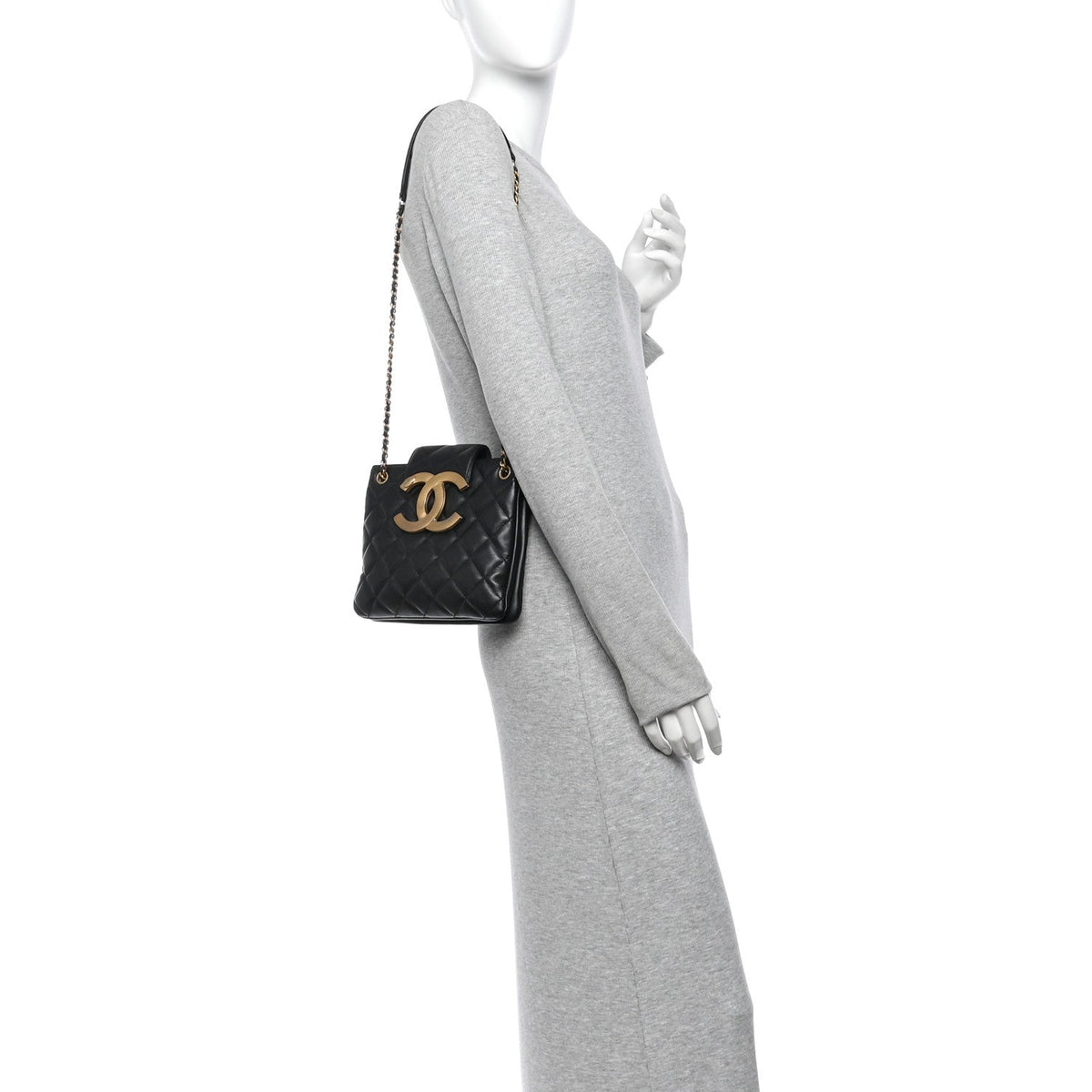 Quilted Lambskin Shoulder Bag - Black