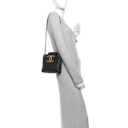 Quilted Lambskin Shoulder Bag - Black