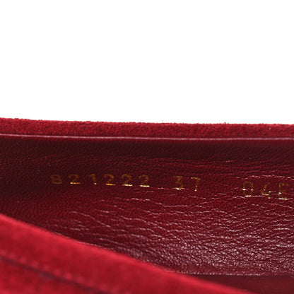 Gucci Suede Micro GG Women's Kensington Moccasin Loafers 37 Rosso Ancora