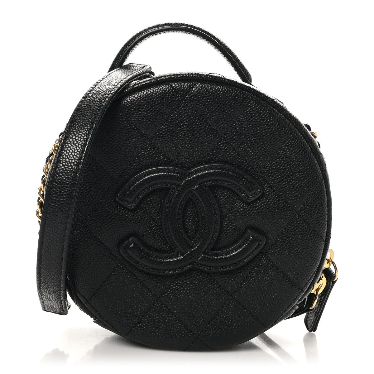 Small Quilted Caviar Handbag - Black