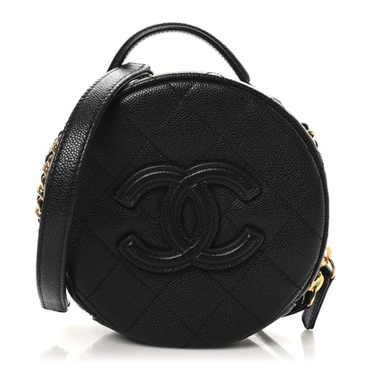 Small Quilted Caviar Handbag - Black