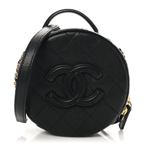 Small Quilted Caviar Handbag - Black