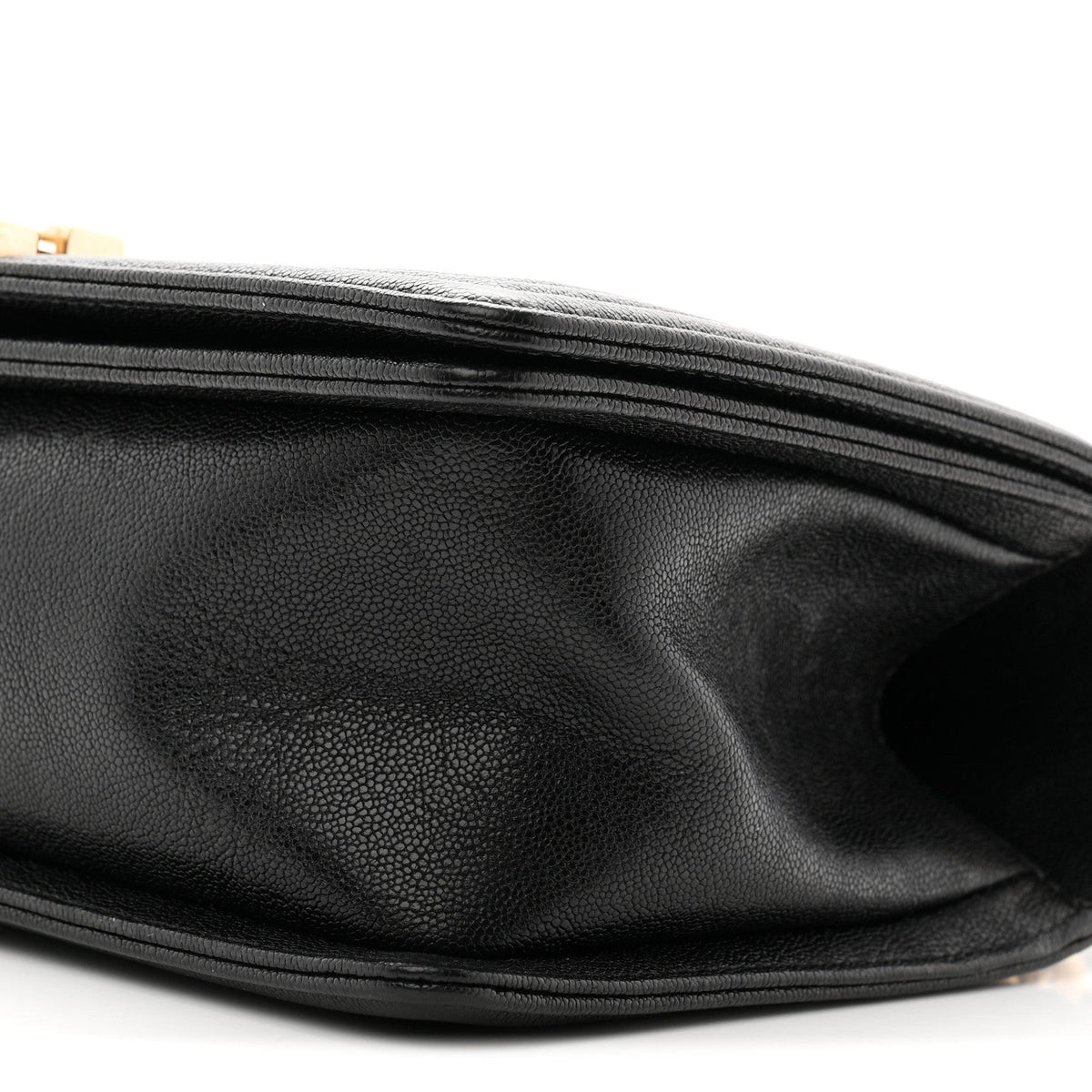 Medium Quilted Caviar Flap Shoulder Bag - Black