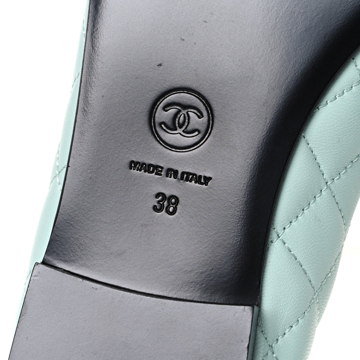 Chanel Quilted CC Cap Toe Women's Ballerina Flats Light Blue