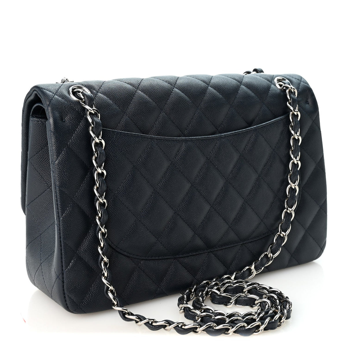 Quilted Caviar Flap Shoulder Bag - Blue