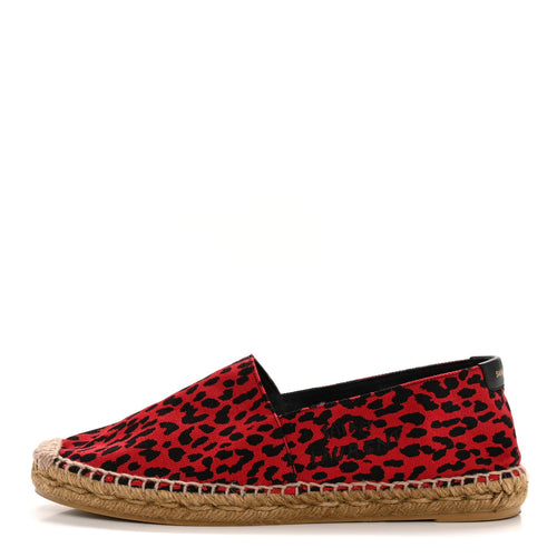 Canvas Leopard Print Espadrilles Red Black