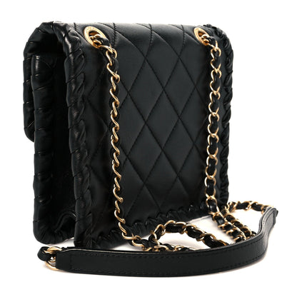 Mini Calfskin Flap Shoulder Bag - Black