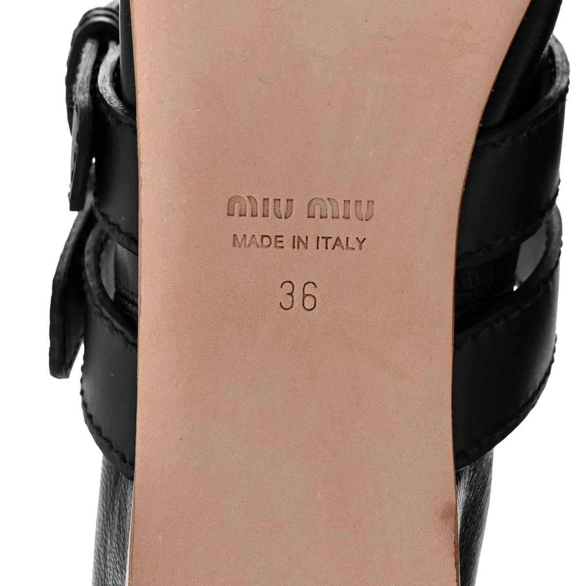 Miu Miu Nappa Vitello Nevada Women's Double Buckle Ballerina Flats 36 Black