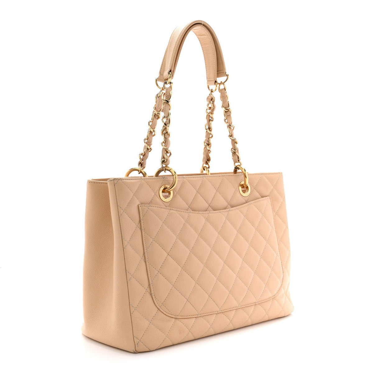 Quilted Caviar Tote Bag - Beige