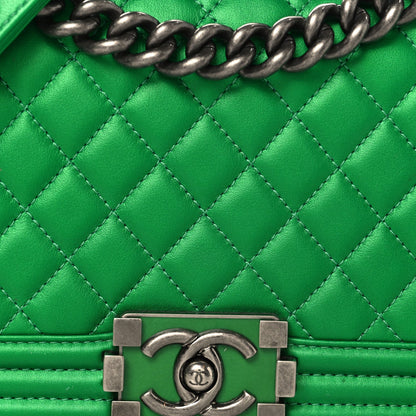 Medium Quilted Calfskin Flap Shoulder Bag - Green