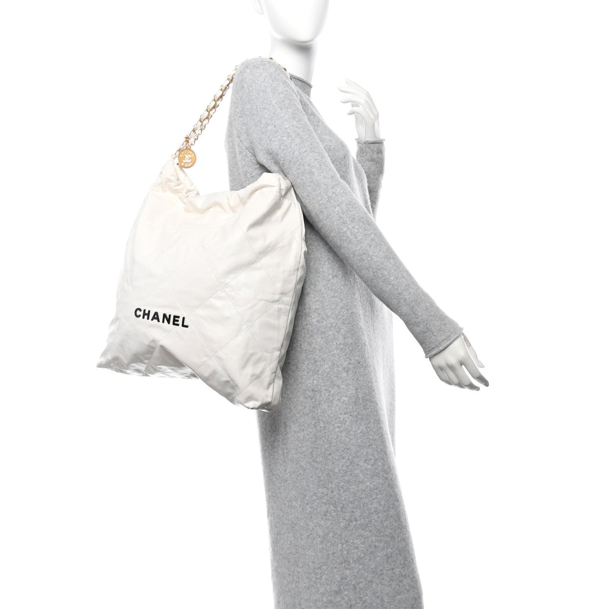 Large Quilted Calfskin Handbag - White
