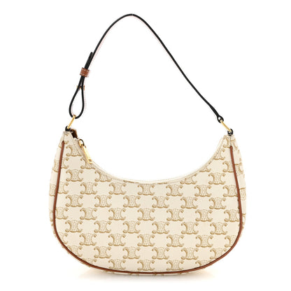 Calfskin Canvas Shoulder Bag - White