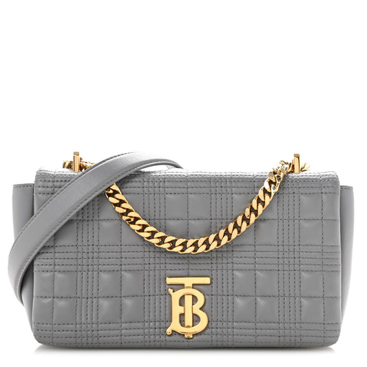 Small Quilted Lambskin Handbag - Grey