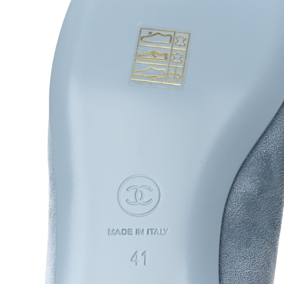 Chanel Suede Cap Toe Camellia Women's Ballerina Flats Light Blue
