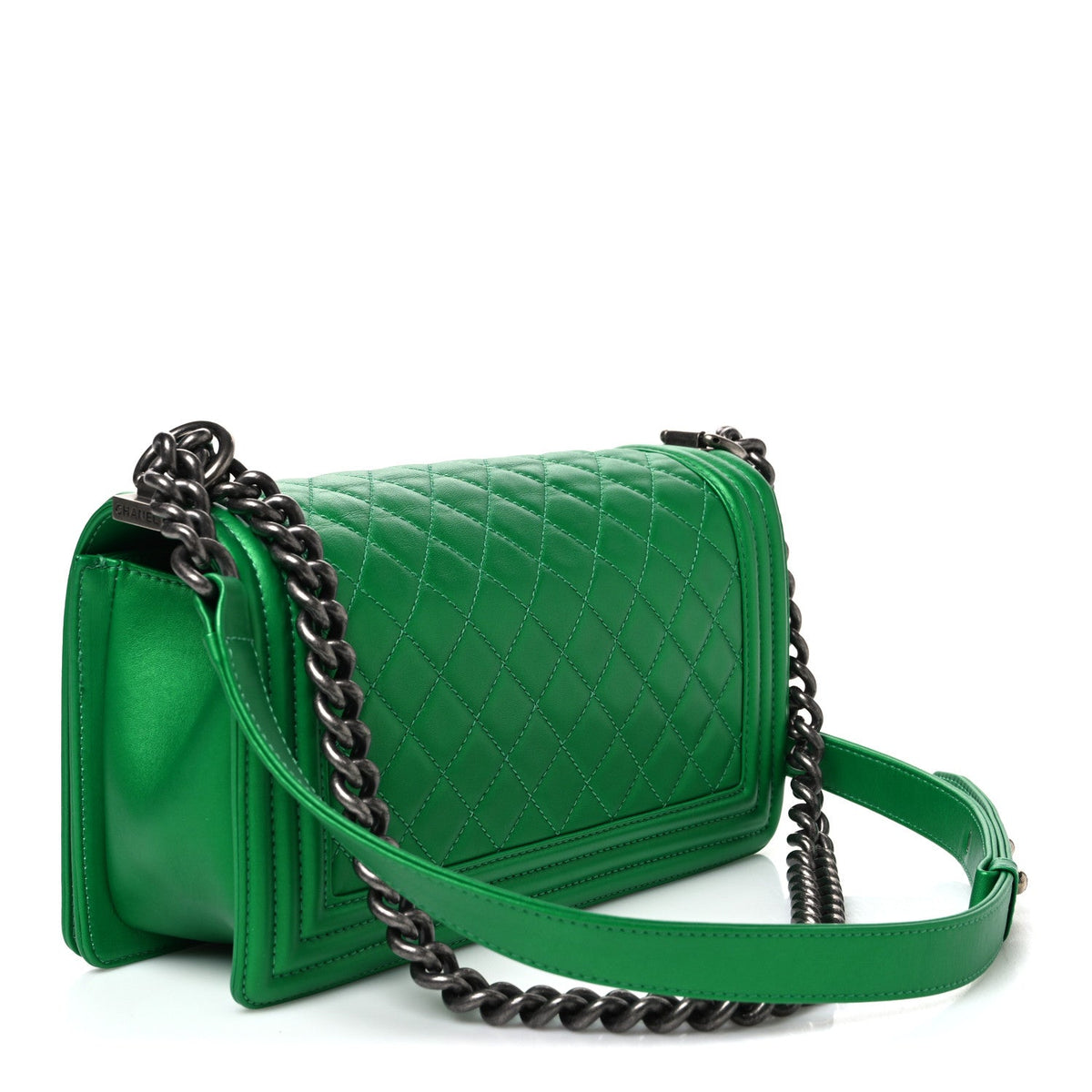 Medium Quilted Calfskin Flap Shoulder Bag - Green