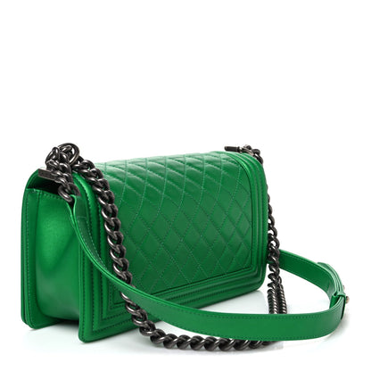 Medium Quilted Calfskin Flap Shoulder Bag - Green