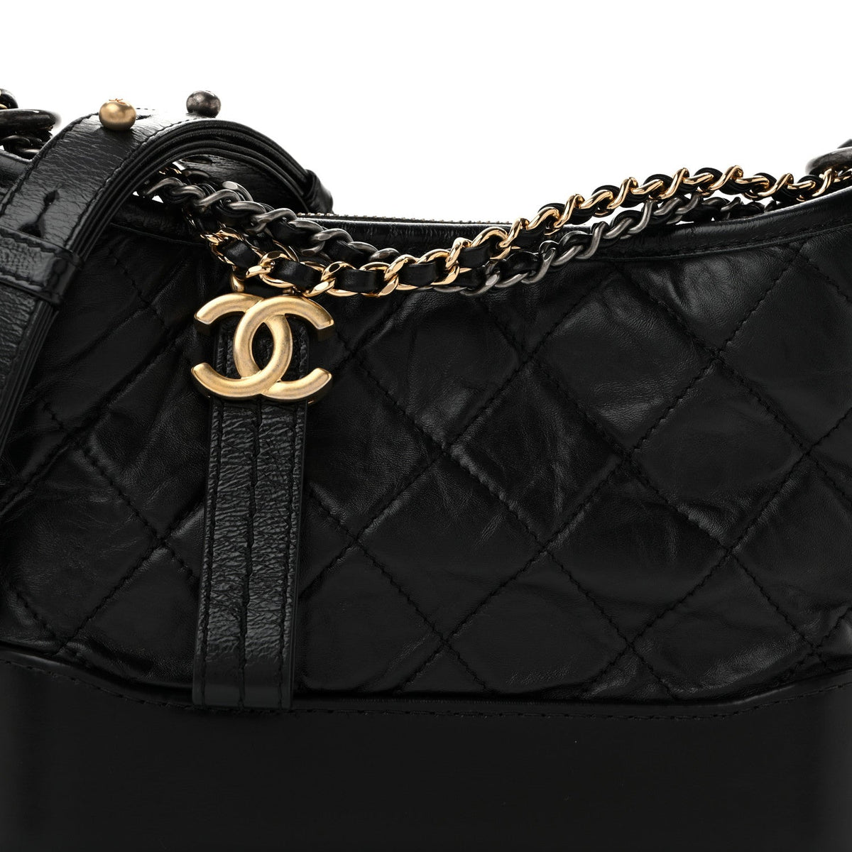 Small Quilted Calfskin Hobo Bag - Black