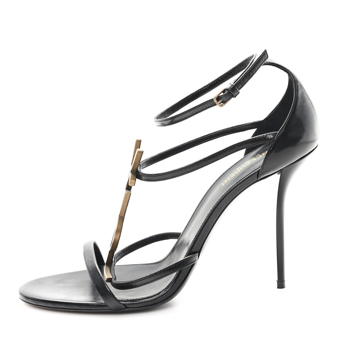 Calfskin Cassandra Ankle Strap Sandals Black