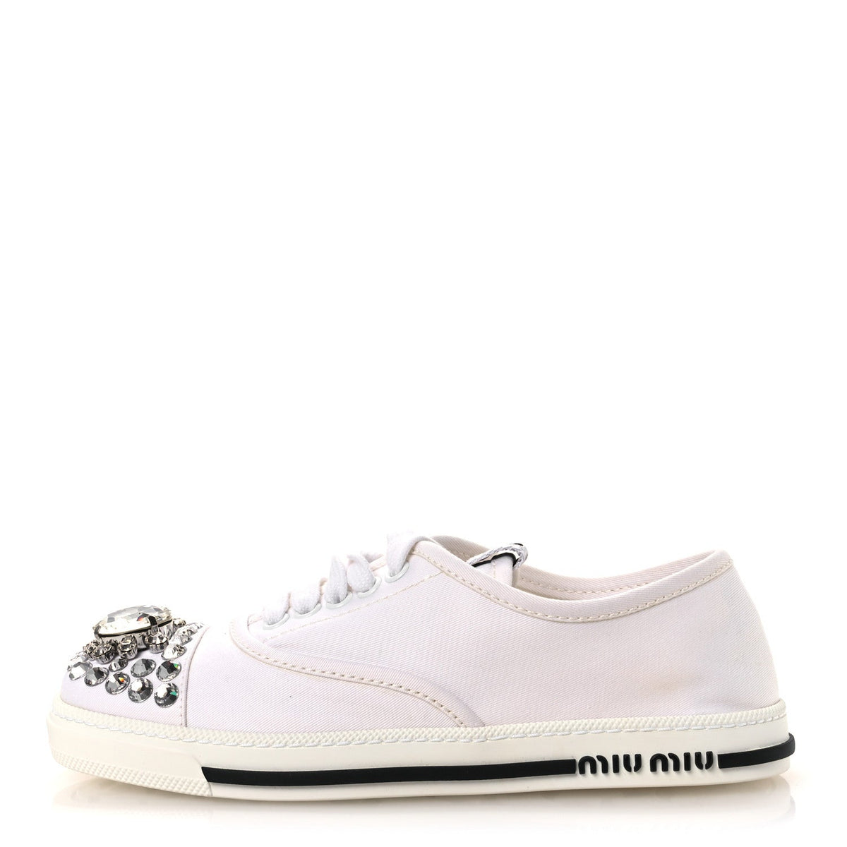 Miu Miugabardine Crystal Low Sneakers Bianco