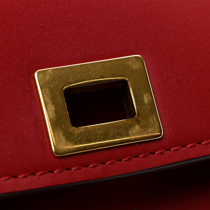 Small Calfskin Flap Shoulder Bag - Red