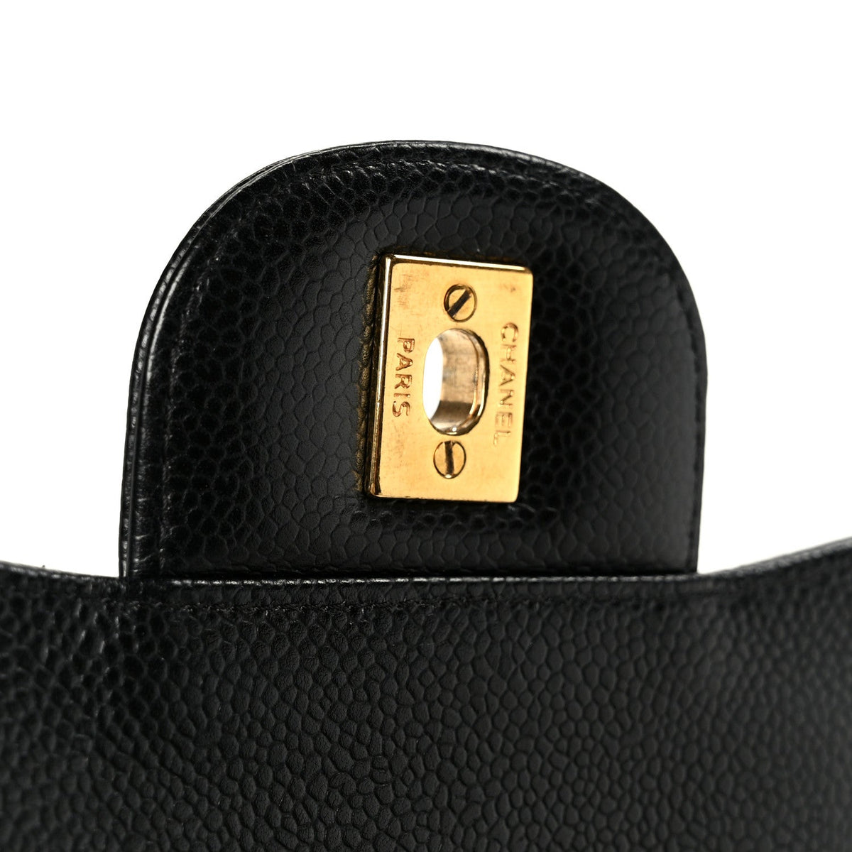 Quilted Caviar Flap Shoulder Bag - Black
