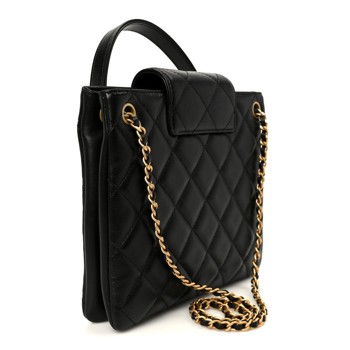 Quilted Lambskin Shoulder Bag - Black