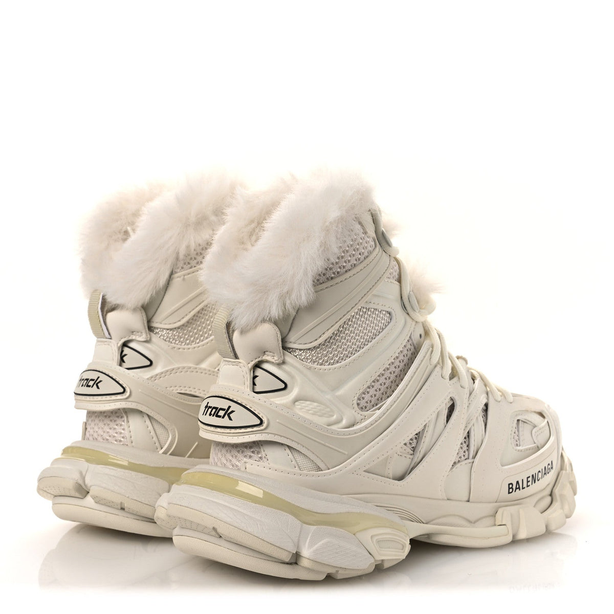 Balenciaga Mesh Nylon Faux Fur Women's Track Hike Sneakers 37 White