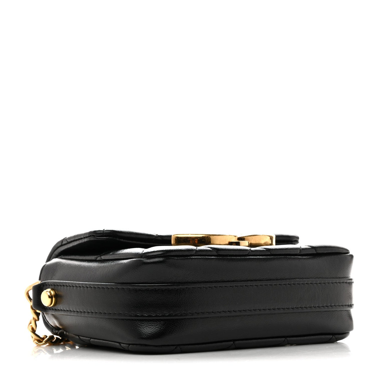Mini Quilted Lambskin Flap Shoulder Bag - Black