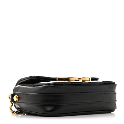 Mini Quilted Lambskin Flap Shoulder Bag - Black