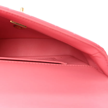 Mini Quilted Lambskin Flap Shoulder Bag - Pink