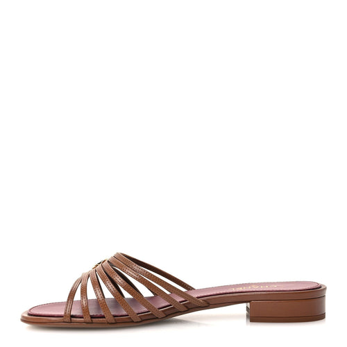 Goatskin Caged CC Slide Sandals Light Brown