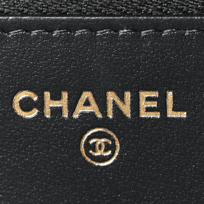 Quilted Caviar Wallet Bag - Black
