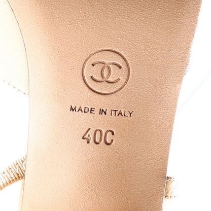 Chanel Goatskin Grosgrain Cap Toe CC Slingback Women's Pumps