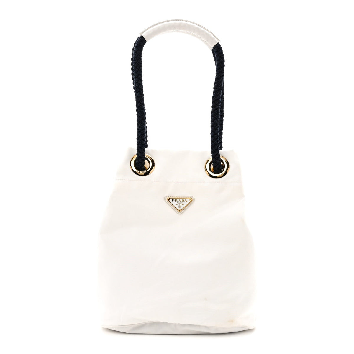Small Nylon Bucket Bag - White