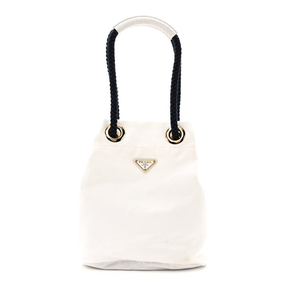 Small Nylon Bucket Bag - White
