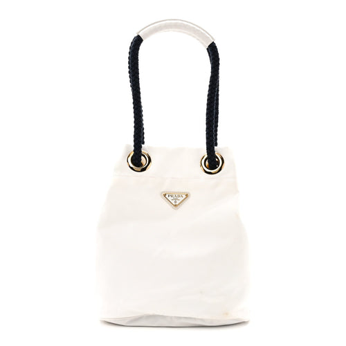 Small Nylon Bucket Bag - White
