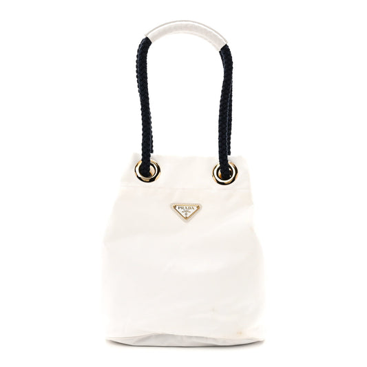Small Nylon Bucket Bag - White