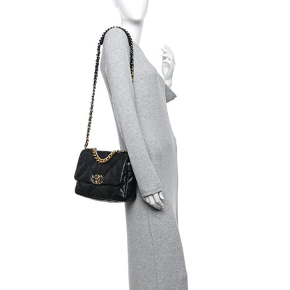 Medium Quilted Lambskin Flap Shoulder Bag - Black