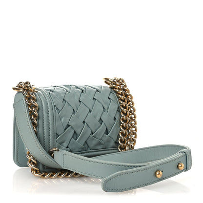 Mini Lambskin Flap Shoulder Bag - Light Blue