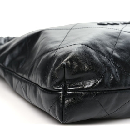 Large Quilted Calfskin Handbag - Black