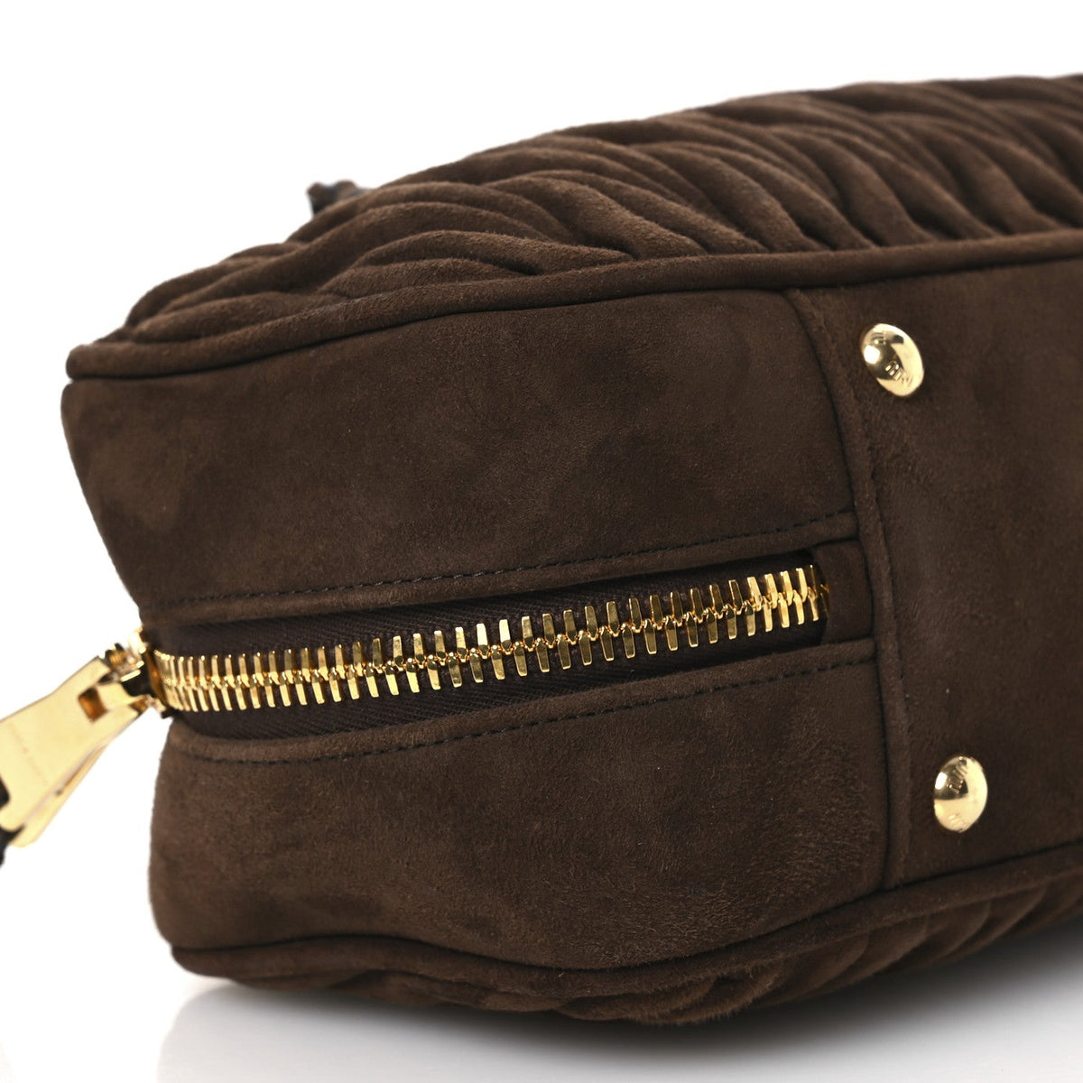 Large Suede Handbag - Brown