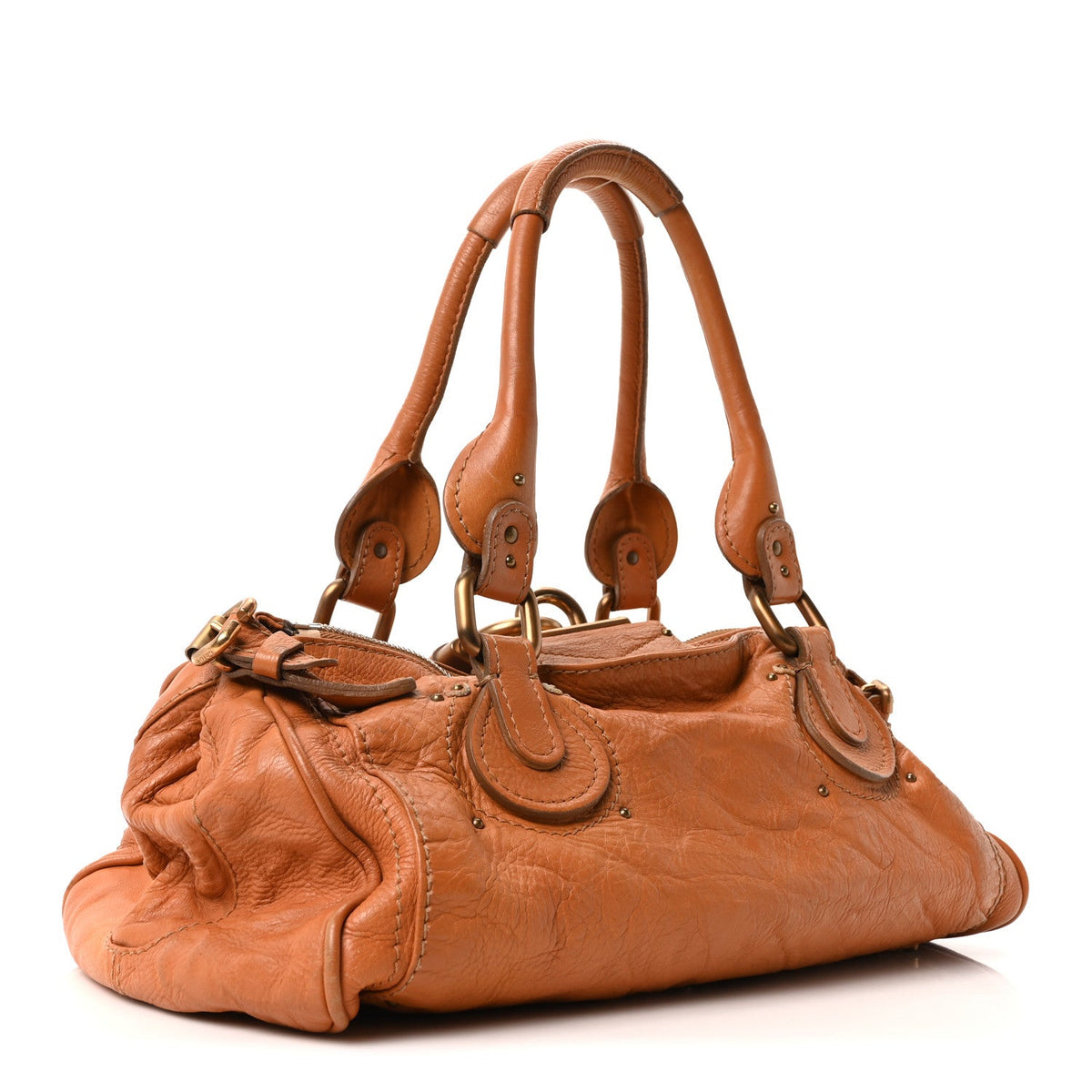 Medium Calfskin Satchel Bag - Tan