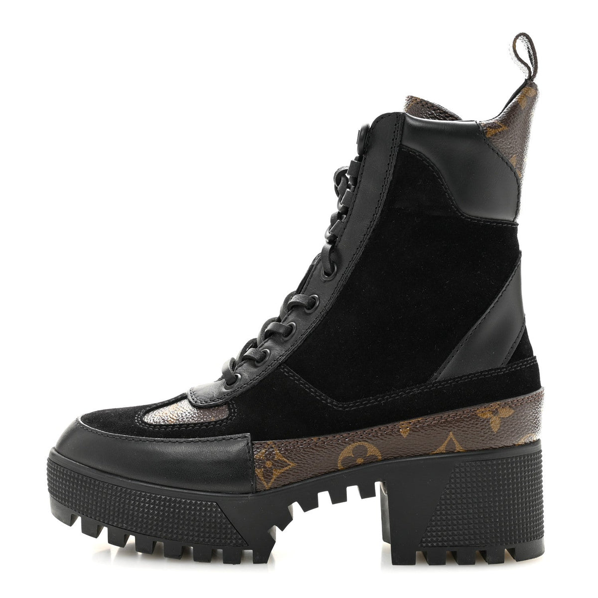 Suede Calfskin Monogram Laureate Platform Desert Boots Black