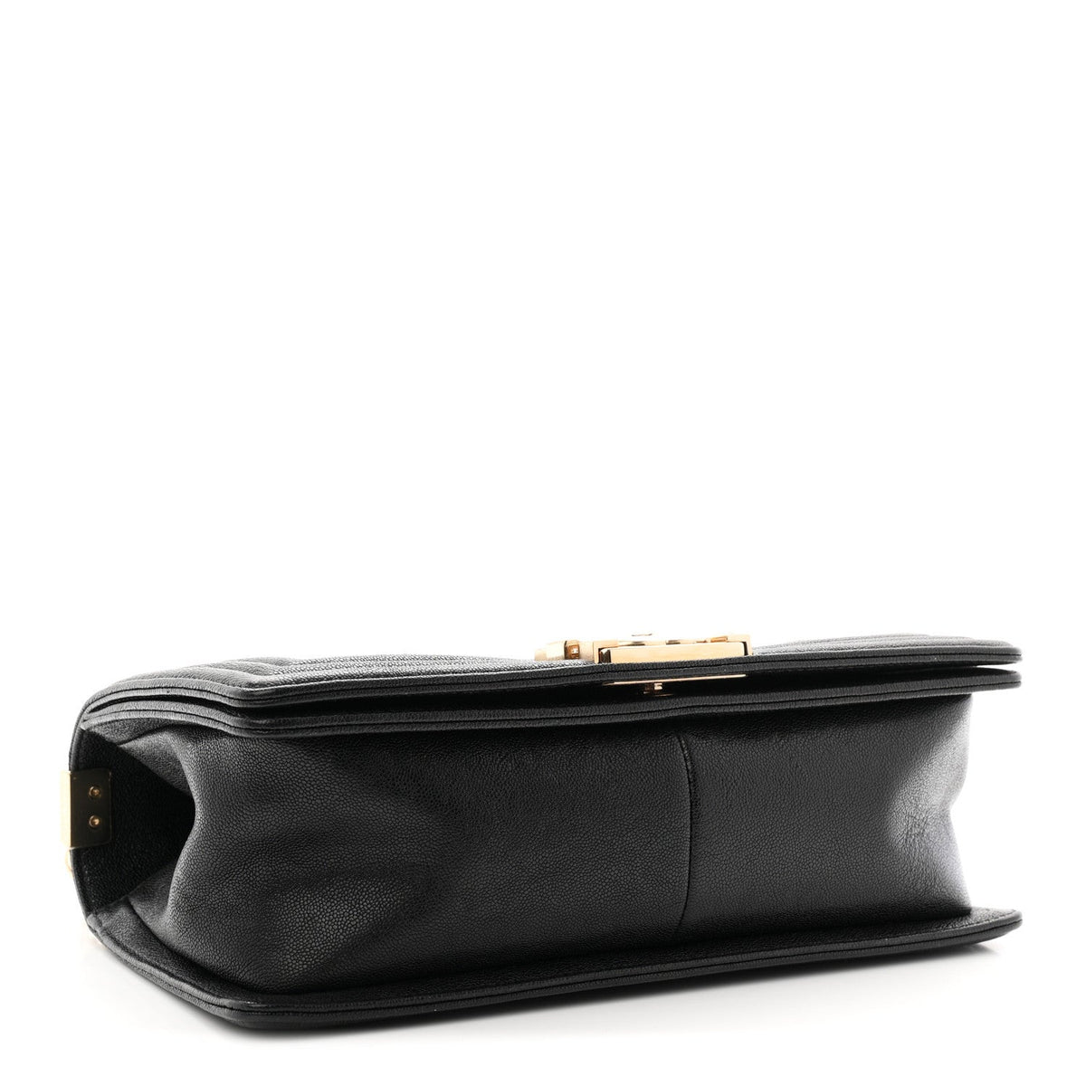 Medium Quilted Caviar Flap Shoulder Bag - Black