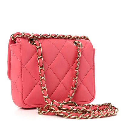 Mini Quilted Lambskin Belt Bag - Pink
