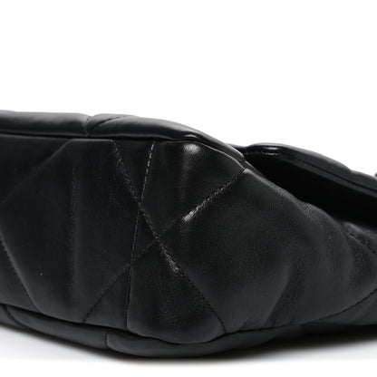 Medium Quilted Lambskin Flap Shoulder Bag - Black