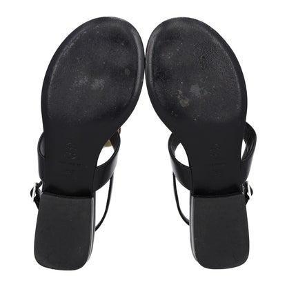 Chanel Lambskin Camellia Women's Thong Sandals 36.5 Black White