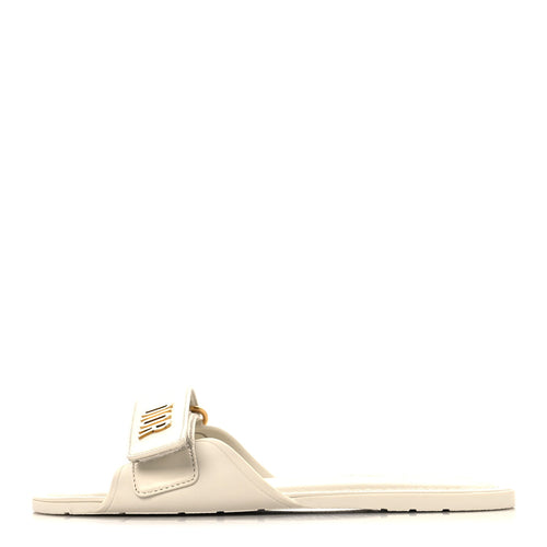 Lambskin Rubber Iviera Act Flat Slide Sandals White